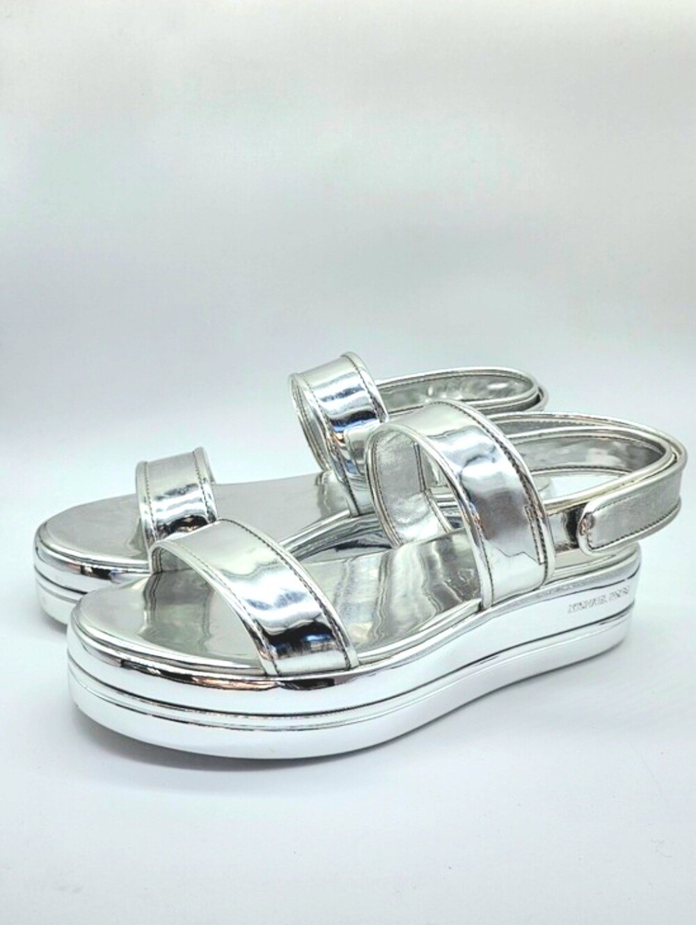 Michael Kors Peggy Metallic Silver Platform Sandal Size 7